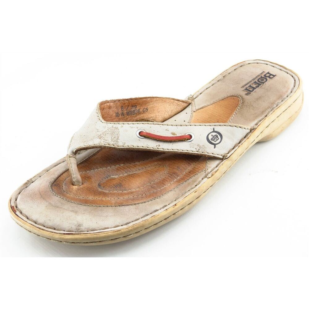Born Size 8 M Brown Flip Flop Leather‎ Women Sandal Shoes